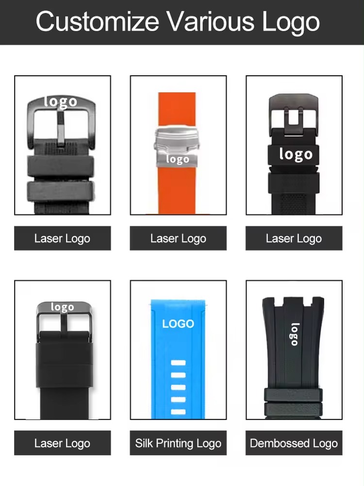 OEM 316L Stainless Steel Logo Watch with Multi-Color FKM Rubber Strap-5